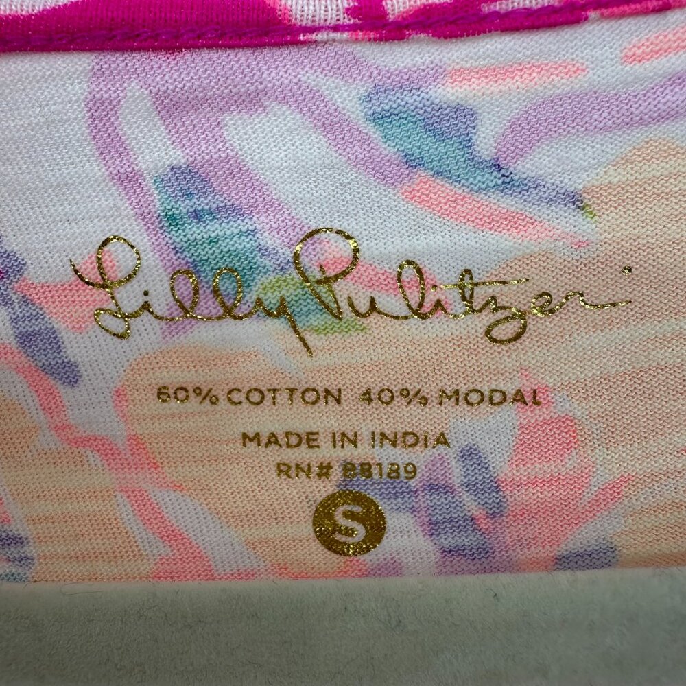 Lilly Pulitzer  Paradis Swing Dress‎ S Magenta Tipping Point Long Sleeve Floral - Picture 5 of 12